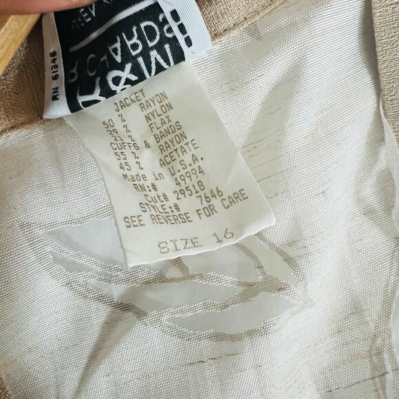 R & M Richards Cream Leaf Print Open Front Kimono Jacket Size 16 - Picture 5 of 8